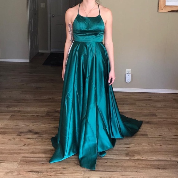 Never Been Worn Green Satin Dress - Picture 3 of 4